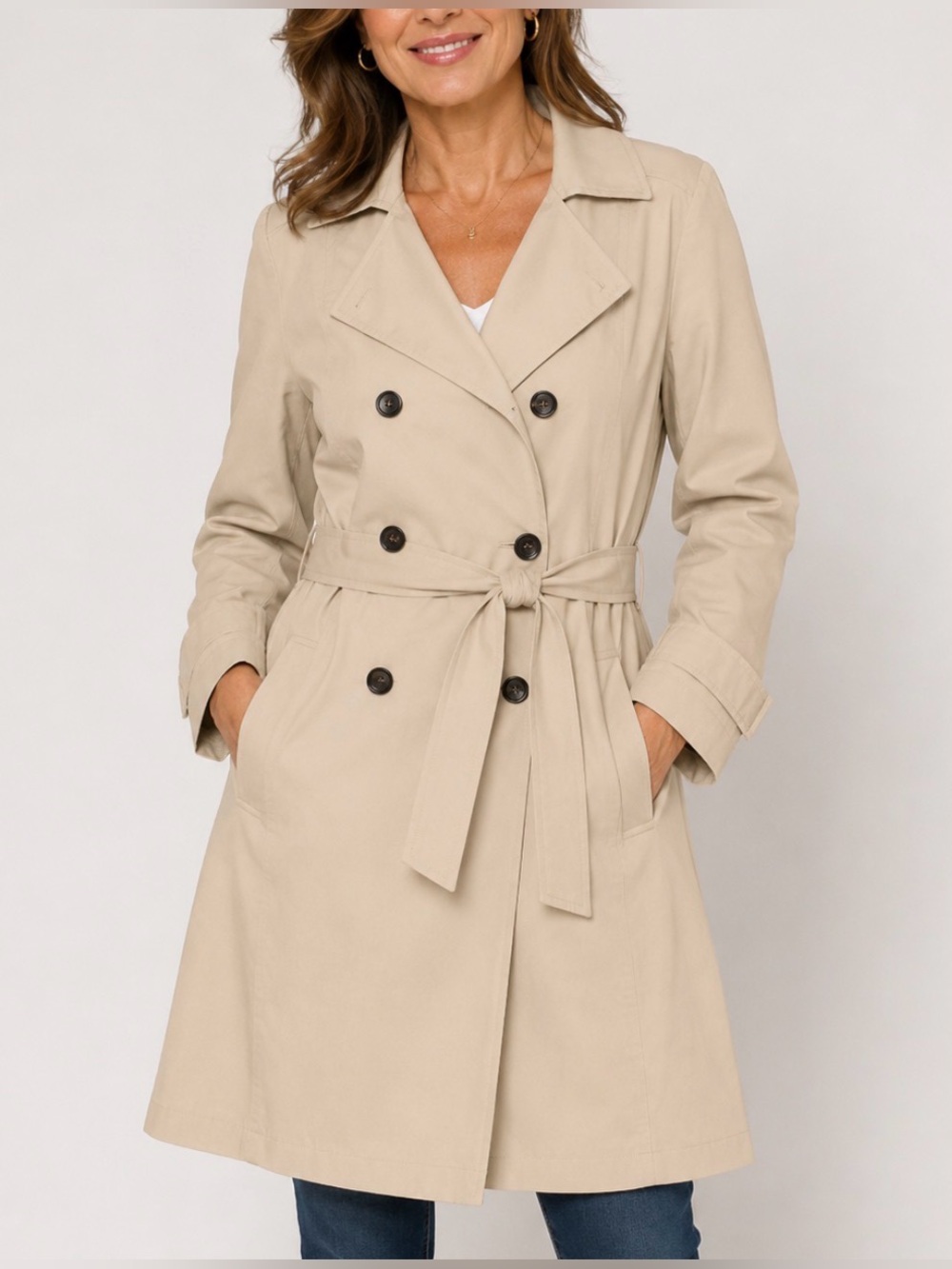 Relativity Classic Double Breasted Trench Coat Size L
